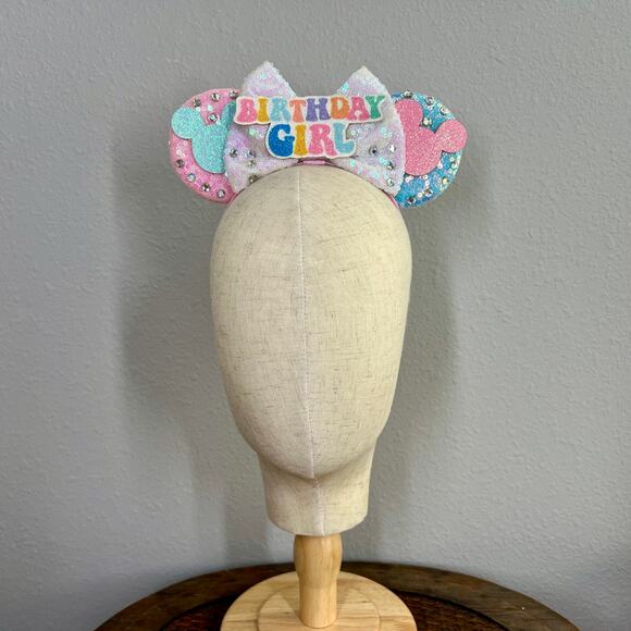 Birthday Sparkle Elastic Minnie Ears | Disney-Inspired Adjustable Mouse Ears - Picture 2 of 5